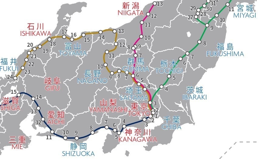 Shinkansen route map